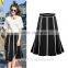 White Stripe Medium Length Girl Skirt Slit Skirt Rim Women Summer Dress