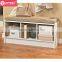 3-Cube Storage Bench with Cushion Seat MDF wood shoe organizer shoe rack home entryway storage bench