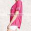 Pink short sleeve embroidered mesh baseball women shirt