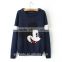 Customize Cartoon Jacquard Long Sleeve Sweater For Ladies