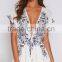 v neck latest printing summer playsuits women going out playsuits