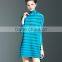 Spring models lady casual clothing stripped turtleneck crinkled dress