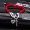 Diy woven key lock charms bracelet red cord braided handcuffs bracelet cheap couple bracelets for 2016 promotional items