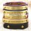 metal logo tag leather bracelet bangle custom letter stamped charm leather bangle bracelet promotion leather bracelet