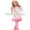 Wholesale girls ruffle pants sets beauty printed raglan ruffle shirt and pants