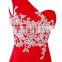 Vestido De Festa Longo Elegant Red One Shoulder Chiffon Prom Dresses 2016 Hot Sale Appliqued Crystals Evening Dresses Long