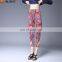 China online shopping	polyester material elegant ladies high waist pants with printed pattern