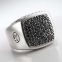 Designs Inspired Sterling Silver DY Pave Black Diamond Plate Men Ring