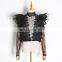 Casual Lace Turtleneck Long Sleeve Ruffles Perspective Mesh Women's Blouses