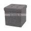 RTS Dark Grey Fabric Foldable Storage Ottoman Living Room Sofa with Air Hole Footrest Stool Chair