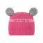 Cashmere Ribbed Knitted Baby Girl Beanie Hat With Two Ear Pattern