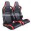 Car Racing Seat PVC Leather Double slider and Single adjustor Black And Red Race Seat