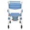 Hige-Quality Folding Aluminum Commode Chair Shower Wheelchair with 4-Inch Wheel for Disable Elder