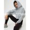 No pulling string gym workout fitness fashion Chenille Patch crop top pullover cotton ladies Chenille patch hoodies for women