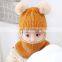 Kids Winter Hats Ears Girls Boys Children Warm Caps Scarf Set Baby Bonnet Enfant Knitted Cute Hat for Girl Boy