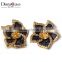 New Contrast Jewelry Fashion Black White Cubic Zirconia Flower Blossom Stud Earrings