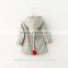 2015 Lovely Girls Outfit Pink And Grey Girls Winter Coats Kids Thick Plush Clothes With Cartoon Pocket