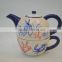 Marine series of embossed hand-painted ceramic tea pot and mug