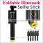 Camera selfie sticks wholesale with bluetooth shutter button camera selfie sticks