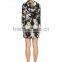 Lady's silk crepe de chin digital printed long sleeve fashion dress