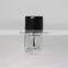 2016 wholesale custom glass round empty bottle nail polish with black cap with round cap and flat brush