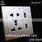 New Products Wallpad PC110~250V Electrical Universal Wall Socket With Switch Usb Charger Port USB Power Wall Light Socket