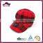  China supplier red grid 100% cotton baseball cap