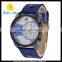WJ-5381 personality double time fashion student quartz charming leather men watch