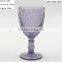 press drinking glass/Wine goblet,Hiball,DOF, sundae cup color glass in Lilac with geometric designs emboss