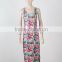 New Style One Piece Long Evening Dress Ladies Sleeveless Floral Printed Night Dress