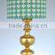 popular square base golden flower desk lamp with cube crystal and light brown waisted round lamp shade SAA CE