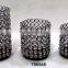 Iron & Glass Crystal Votive T-Light Candle Holder Square Set