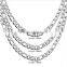 High Quality Mens Flat Gold Embossed Bracelet Stainless Steel Cuban Necklace Link Chain Jewelry
