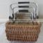 Hand woven antique shopping willow market basket with aluminum handle