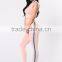 korean fashion women Gym clothing Women suit Crop Top & High Waisted Striped Pant sports wear
