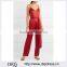 Wholesale Women Apparel Back-concealed hook and zip Red Fashion Satin Jumpsuit(DQE0156J)