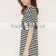 Contracted stripe straight dress with short sleeves