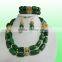 Hot selling!!! your own styles by 2 rows green coral jewelry set