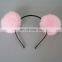 Wholesale rabbit fur pompon hair decoration real fur pom pom hair bands