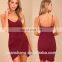2017 Spaghetti Strap Wine Red Ladies Sexy Mini Bodycon Dress