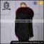 Real raccoon fur hooded parka with detachable lining and black shell