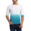 tie dye blue mens O-neck long sleeves t shirts fashion hang dye t-shirts custom factory