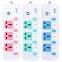 Hot Sale USB power strip.Adapters, Outlet Strip with 4 Sockets + 2 USB