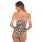 Leopard print sexy tube top high waist split bikini women swimwear