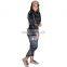 Customized women's fall leisure sports pure color fluffy long-sleeved zipper two-piece suit