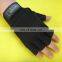 Black Half Finger Synthetic Leather Palm Padded Shock Absorbing Mountain Bike Gloves