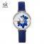 SHENGKE Elegant Lady Wristwatch Artistic Dial Leather Band Watches Japan Quartz Watch K0123L