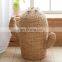 European Style Natural Water Hyacinth Cactus Hamper Laundry Storage Basket With Lid Best Price Vietnam Supplier