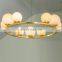 Modern Dining Room Alabaster Ball Pendant Light LED Luxury Brass Gold Decorative Hanging Lighting Chandelier
