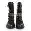 Side zipper flat women metallic chain lace up flat ankle short boot for winter women